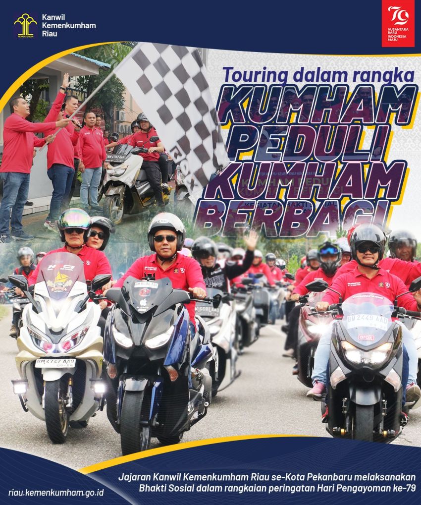 Maknai Hari Pengayoman ke-79, Kanwil Kemenkumham Riau Gelar Touring Bagi-bagi Sembako