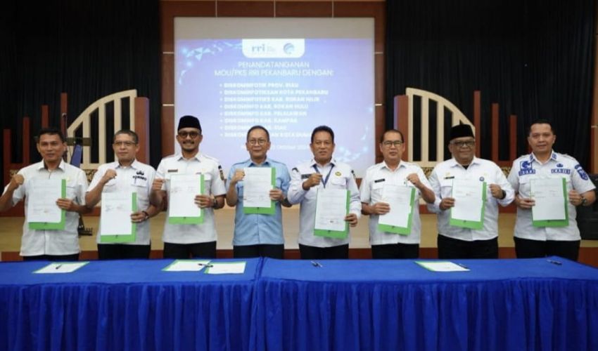 Mantapkan Desiminasi Informasi Terkait Pembangunan Daerah, Diskominfo Se Riau Lakukan Mou Bersama RRI Riau