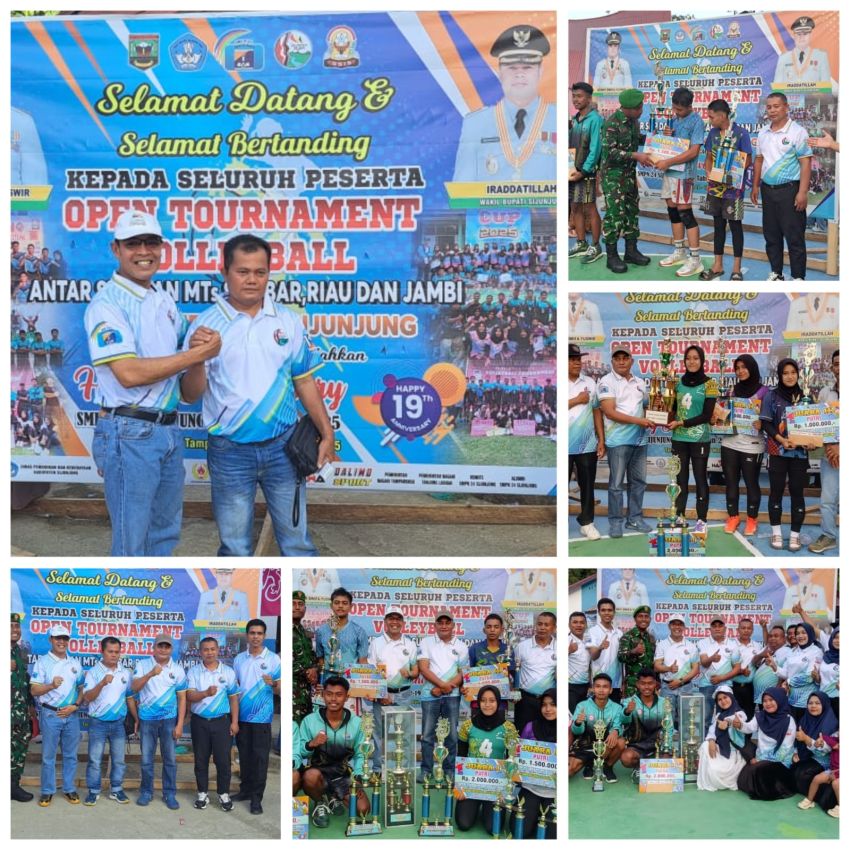 Open Turnamen Volley Ball Putera Puteri antar SMP dan MTS Sumbar, Riau dan Jambi Resmi Ditutup Oleh Kadis Parpora Sijunjung