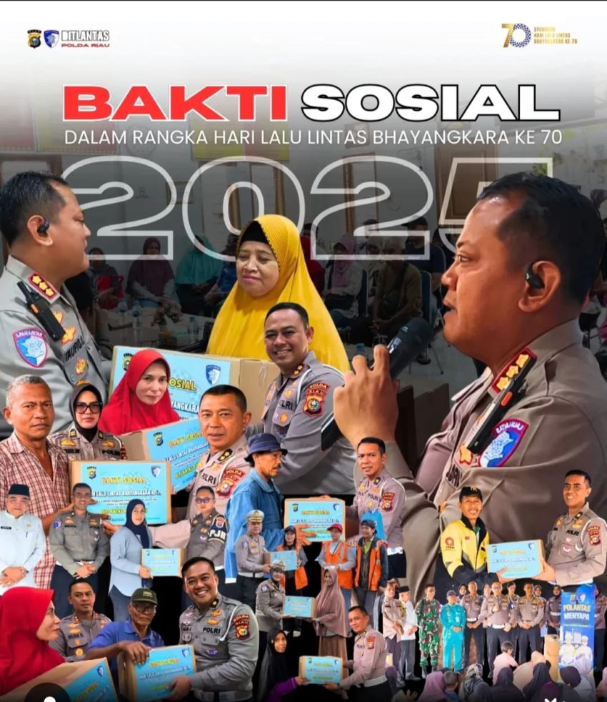 HUT Lalu Lintas Bhayangkara ke-70 Tahun 2025, Ditlantas Polda Riau Bagikan Ratusan Paket Sembako Kepada Masyarakat,